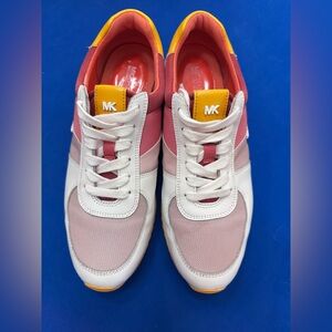 Michael Kors Pink, White & Yellow Colorblock Runner Sneakers